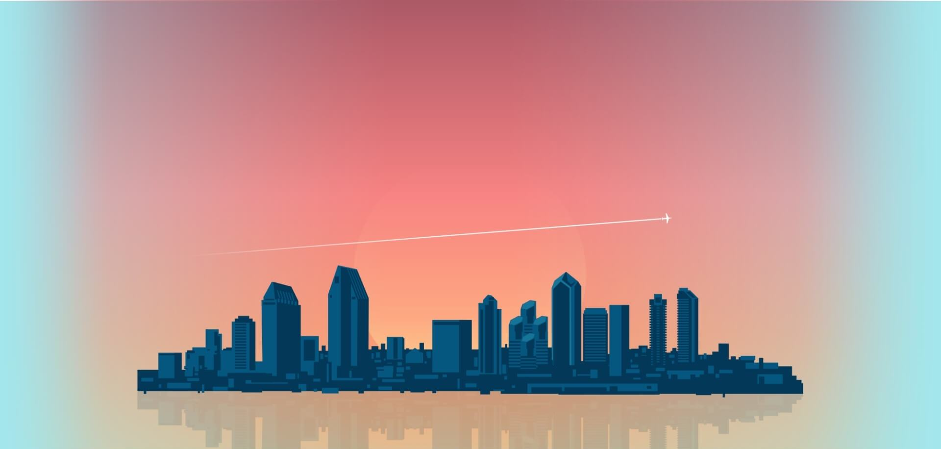 sun setting on San Diego skyline