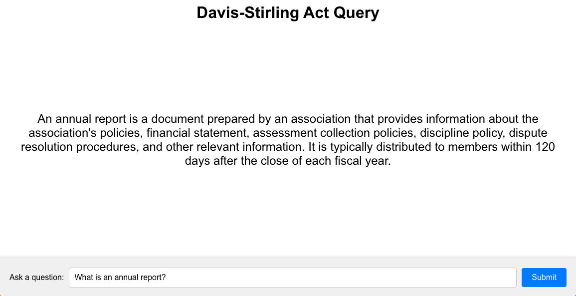 Example Query: "What is an annual report?"