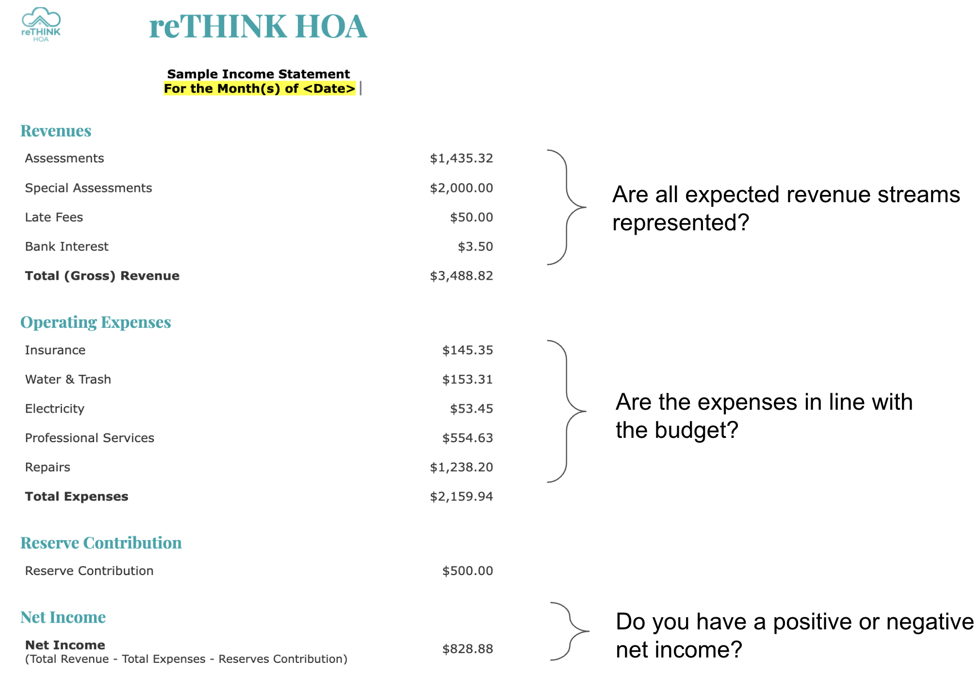 Income Statement Example
