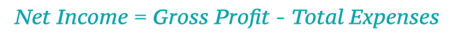 Net Income = Gross Profit - Total Expenses